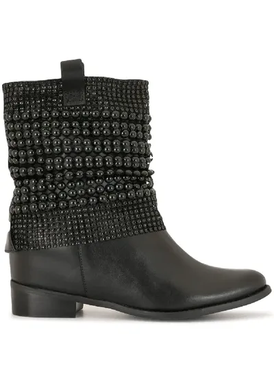 Schutz Bead-embellished Ankle Boots In Black