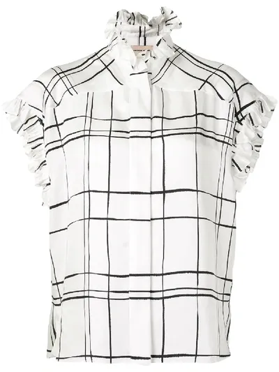 Alexandre Vauthier Ruffled Check-print Shirt In White