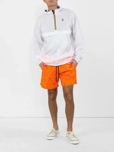 Vilebrequin Floral Embroidery Swim Trunks In Orange