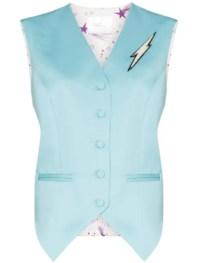 Racil Rebel Appliqued Waistcoat In Blue