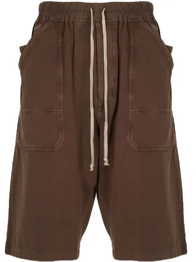 Rick Owens Drkshdw Drop Crotch Shorts In Brown