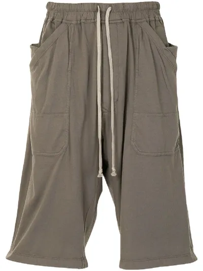 Rick Owens Drkshdw Drop-crotch Track Shorts In Grey