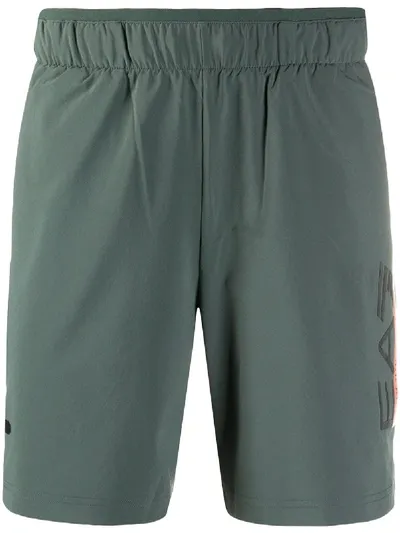 Ea7 Logo Print Track Shorts In Green