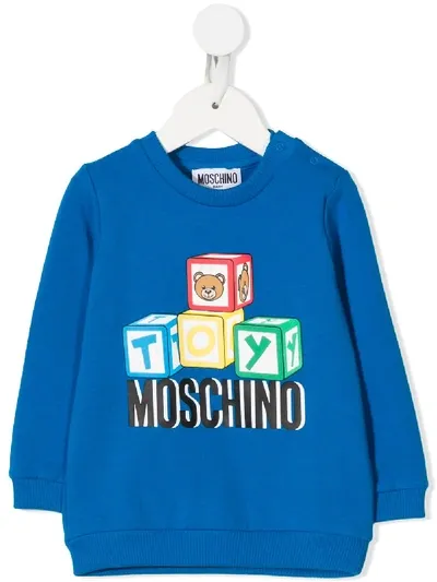 Moschino Babies' Building Blocks Logo Sweater In Blue