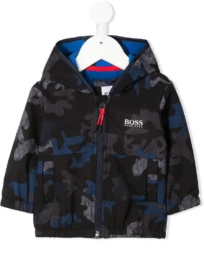 Hugo Boss Babies' Camouflage Print Jacket In Black