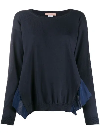 Twinset Fine Knit Ruffled Hem Jumper In Blue