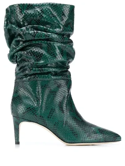 Paris Texas Ruched Ankle Boots In Green