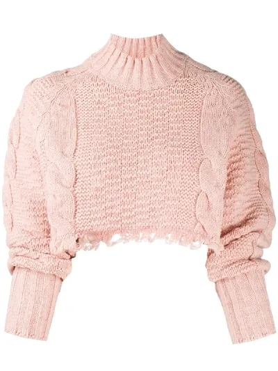 Jil Sander Cropped Roll Neck Jumper In Pink