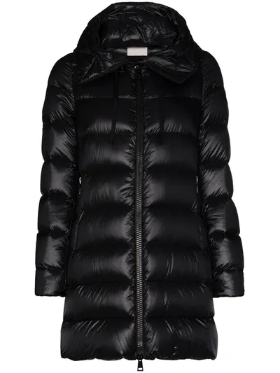 Moncler Suyen Lightweight Shiny Down Jacket In Black