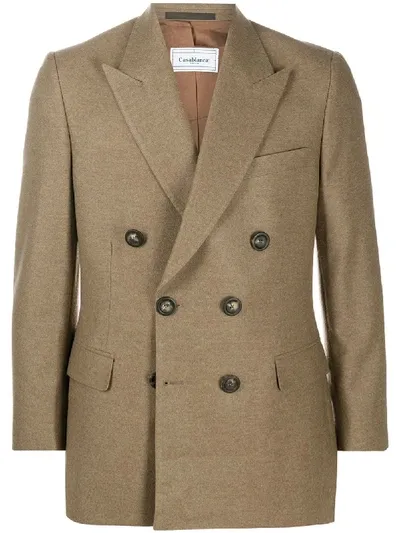 Casablanca Double-breasted Wool Blazer In Brown