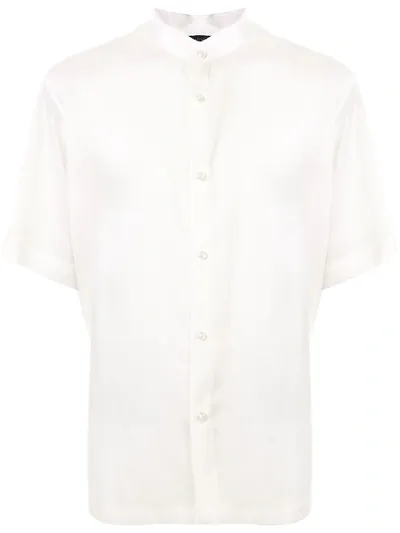 Shanghai Tang Short-sleeved Mandarin Collar Shirt In White