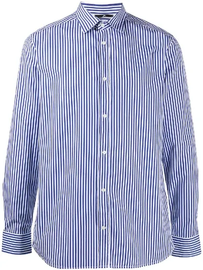 J. Lindeberg Daniel Pop Stripe Cotton Shirt In Blue