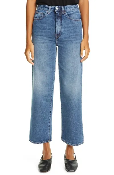 Totême Toteme Flair High Waist Flare Crop Jeans In Washed Blue