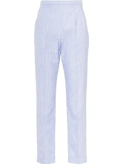 Miu Miu Striped Oxford Trousers In Blue