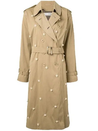 Tu Es Mon Tresor Pearl Flower Trench Coat In 棕色