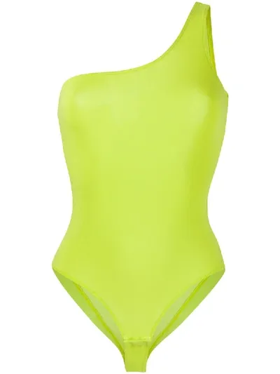 Diesel Logo One-shoulder Bodysuit In Green