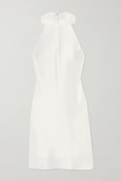 Galvan Satin Halterneck Mini Dress In White