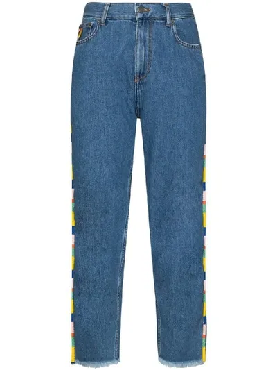 Mira Mikati Beaded High-rise Straight-leg Jeans In Blue