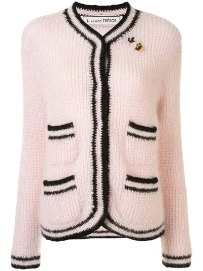 Tu Es Mon Tresor “it's Your Destiny” Striped Mohair Cardigan In Rosa