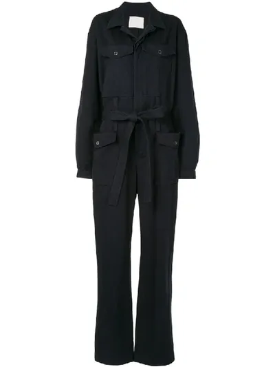 Dion Lee Double Belt Straight-leg Jumpsuit In Blue