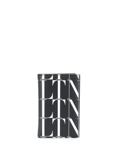 Valentino Garavani Vltn-print Leather Cardholder In Black