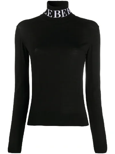 Iceberg Logo Intarsia Virgin Wool Jumper In Black