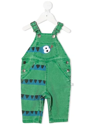 Stella Mccartney Babies' Snake Print Dungarees In Green