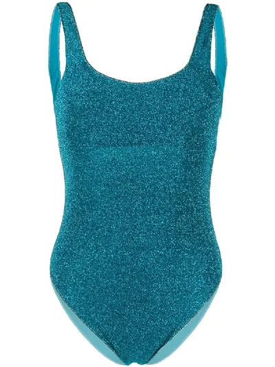 Oseree Glitter-effect U-neck Swimsuit In Blue