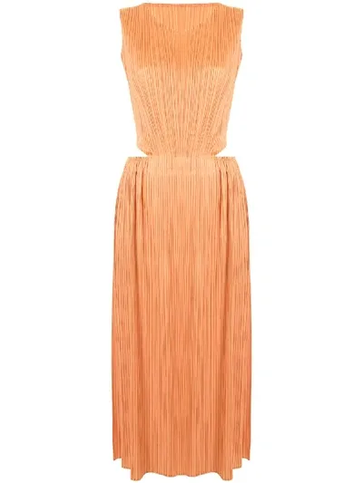 Issey Miyake Micro-pleated Dress In Orange