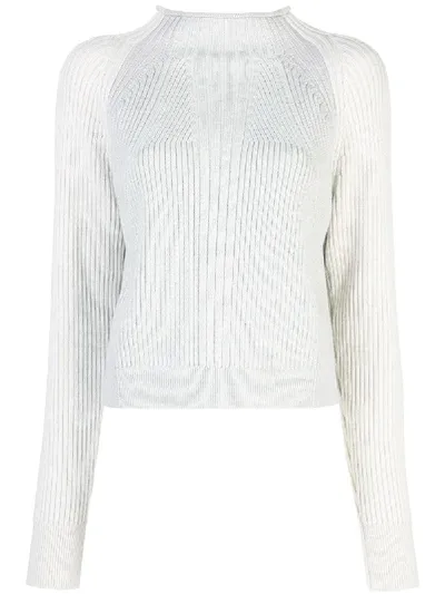 Proenza Schouler Mock Neck Raglan Cropped Sweater In Grey