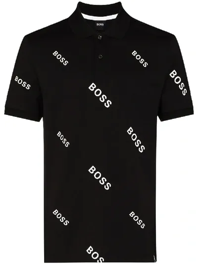 Hugo Phillipson Logo Cotton Polo Shirt In Black