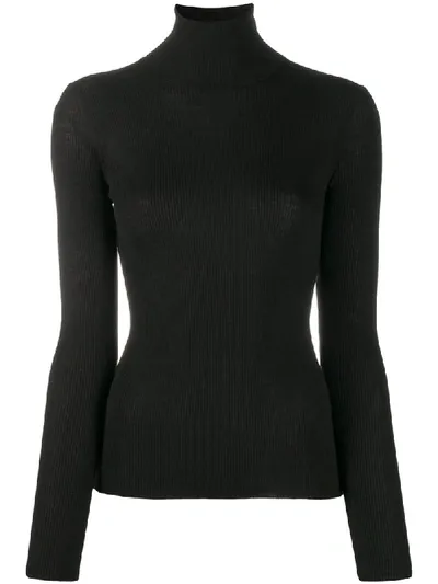 Roberto Collina Split-hem Roll-neck Sweater In Black