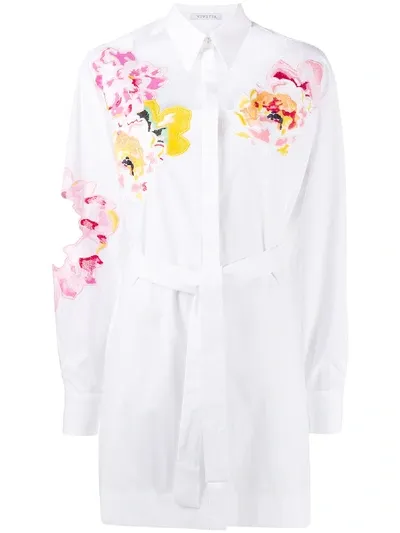 Vivetta Floral Embroidery Long Shirt In White