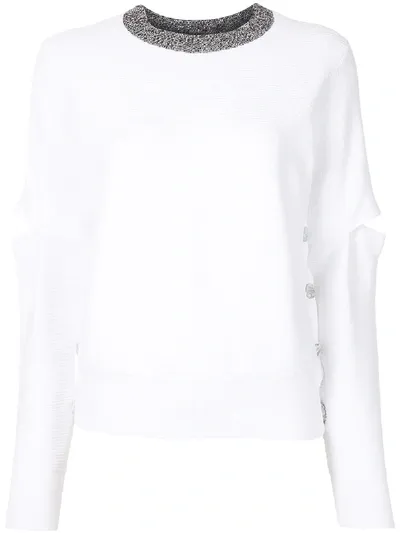 Ports 1961 Split-elbow Ribbed Sweater In White