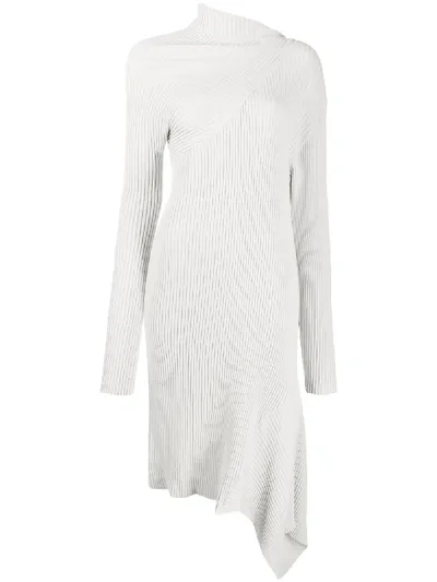 Marques' Almeida Ribbed Knit Midi Dress In Grey