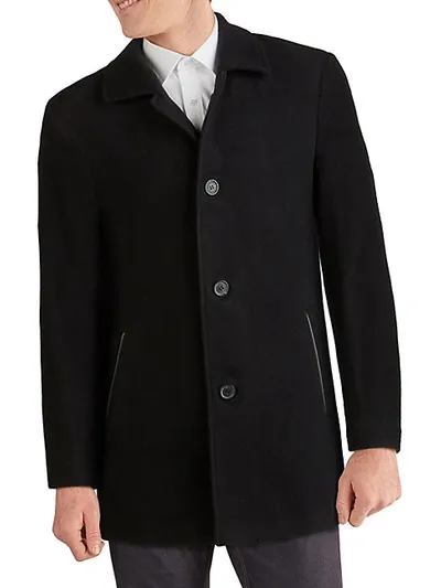 Cole Haan Men's Melton Classic-fit Topcoat In Charcoal