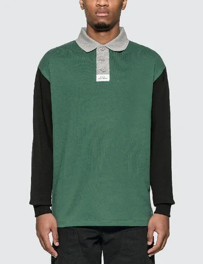 Rassvet Colour Block Long-sleeved Polo Shirt In Green