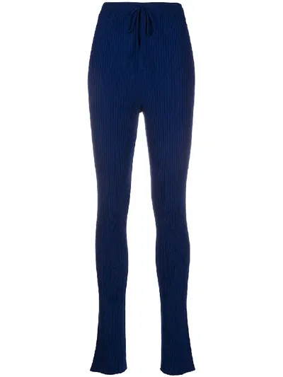 Marques' Almeida Rib Knit Leggings In Blue