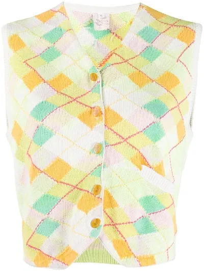 Pre-owned Vivienne Westwood 1990s Argyle Knitted Vest In Green