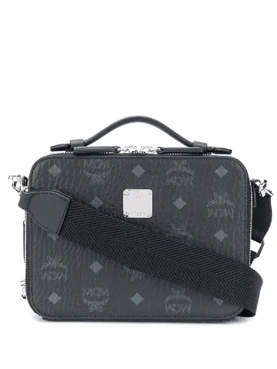 Mcm All-over Logo Print Tote Bag In Black