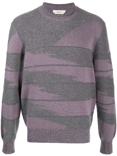 Z Zegna Geometric Cashmere Jumper In Grey