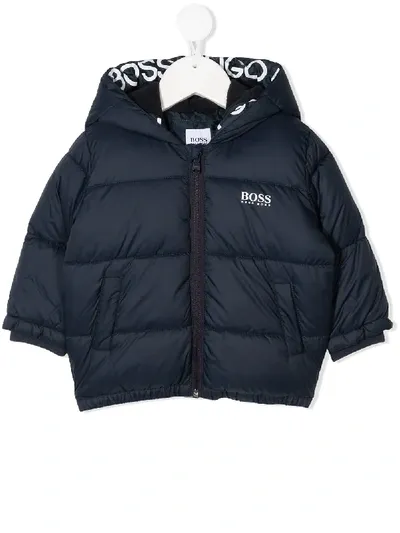 Hugo Boss Babies' Chest Logo Padded Jacket In Blue