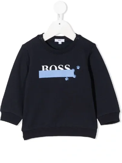 Hugo Boss Babies' Branded Long-sleeved Top In Blue