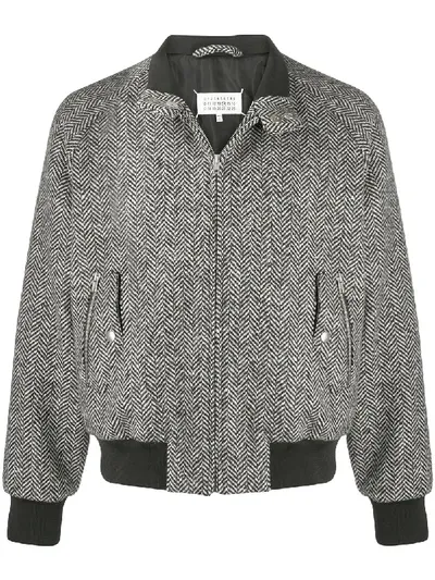 Maison Margiela Herringbone-check Bomber Jacket In Black