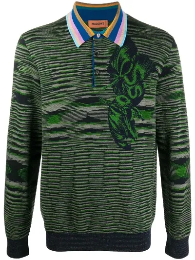 Missoni Intarsia Flower Polo Jumper In Green