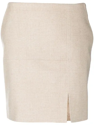 Nina Ricci Plaid Mini Skirt In Neutrals