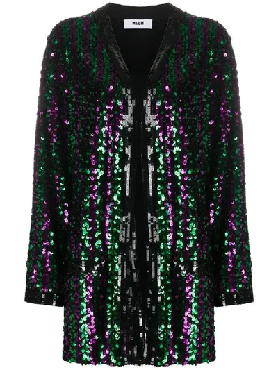 Msgm Sequin-embellished Jacket In Purple