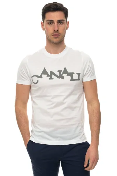 Canali Short-sleeved Round-necked T-shirt White Cotton Man