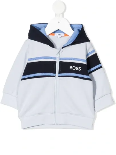 Hugo Boss Babies' Long-sleeve Hoodie In Blue