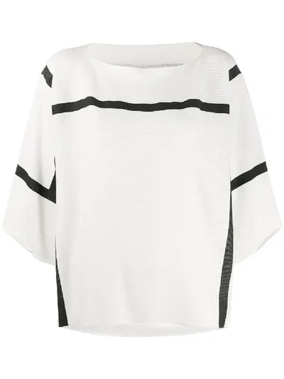 Issey Miyake Contrast Stripe Jumper In White